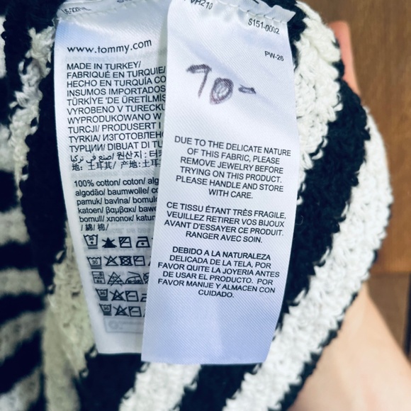 TOMMY JEANS Size L  Womens Crochet Cotton Mini Skirt Population Black & White - Picture 13 of 14